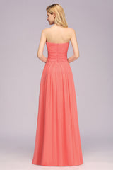 Affordable Sweetheart Strapless Chiffon Bridesmaid Dress with Flower