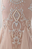 Affordable Tulle Jewel Sleeveless Mermaid Prom Dress with Appliques