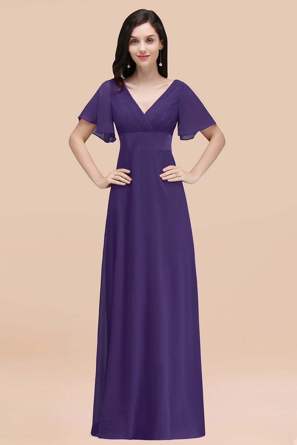 Affordable V-Neck Ruffle Long Burgundy Bridesmaid Dresses With Short-S Newinlook Affordable V-Neck Ruffle Long Burgundy Bridesmaid Dresses With Short-S Newinlook
