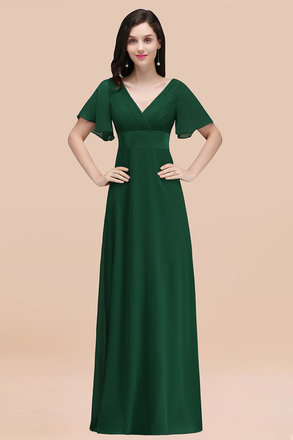 Affordable V-Neck Ruffle Long Burgundy Bridesmaid Dresses With Short-S Newinlook Affordable V-Neck Ruffle Long Burgundy Bridesmaid Dresses With Short-S Newinlook