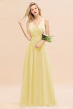 Affordable V-Neck Ruffle Long Grape Chiffon Bridesmaid Dress with Bow