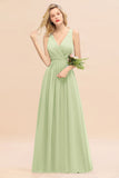 Affordable V-Neck Ruffle Long Grape Chiffon Bridesmaid Dress with Bow