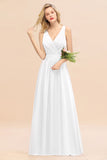 Affordable V-Neck Ruffle Long Grape Chiffon Bridesmaid Dress with Bow