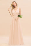 Affordable V-Neck Ruffle Long Grape Chiffon Bridesmaid Dress with Bow