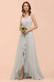 Affordable V-Neck Ruffle Mist Chiffon Bridesmaid Dresses Affordable