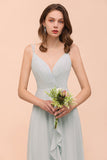 Affordable V-Neck Ruffle Mist Chiffon Bridesmaid Dresses Affordable