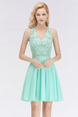 Affordable V-Neck Short Lace Birdesmaid Dresses Online