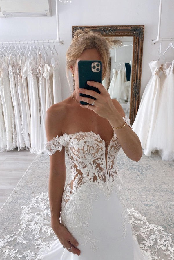 Amazing Lace Wedding Dress Mermaid Off-the-Shoulder