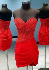 Amazing Sheath/Column Sweetheart Homecoming Dress with Appliqued Beading