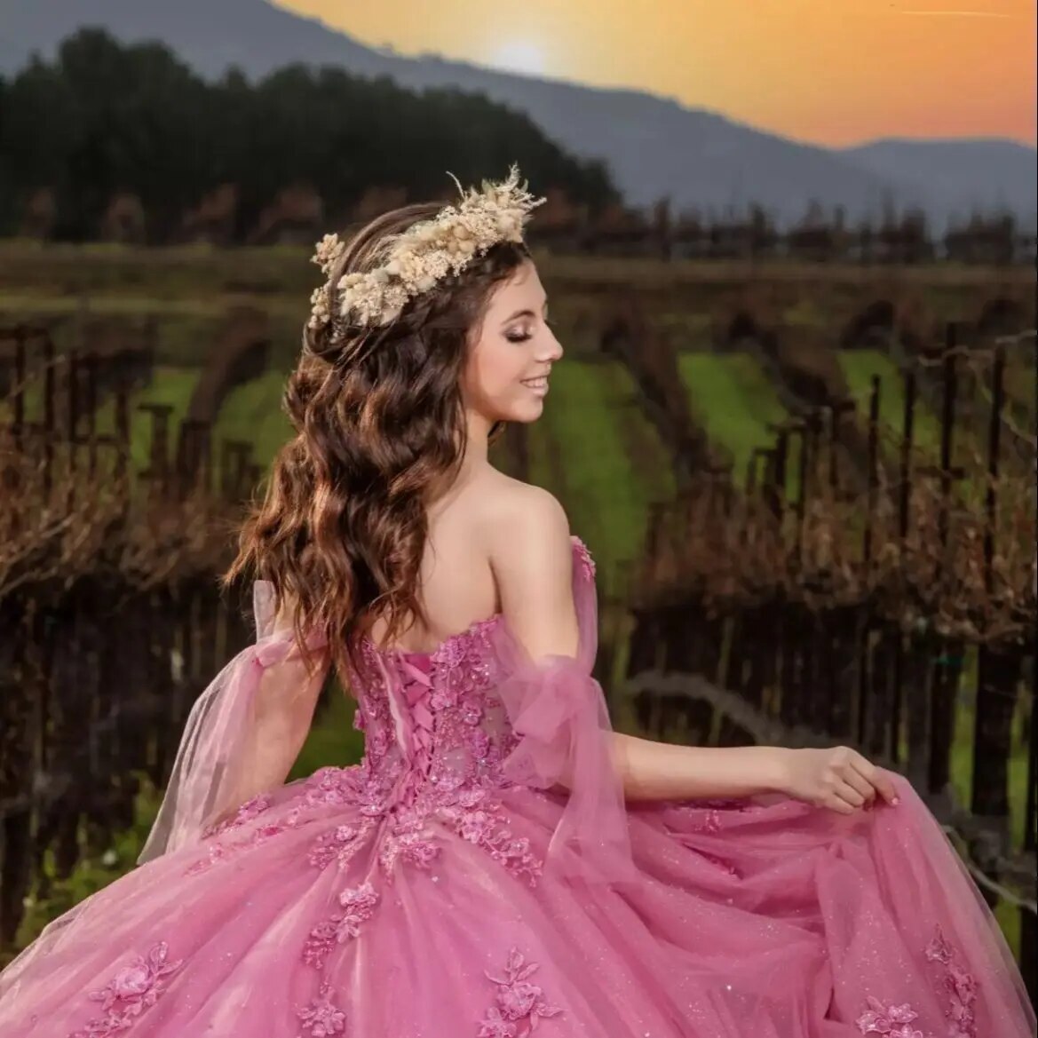 Off-Shoulder Ball Gown with 3D Floral Lace Appliques Perfect for Quinceanera & Sweet 16 Celebrations