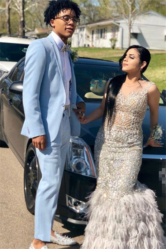 Newinlook Stylish Glitter Silver High-Quality Prom Suit for Boy with Sequins, Two Pieces