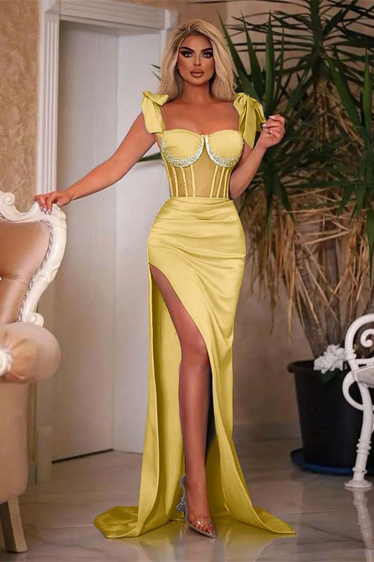 Sleeveless Mermaid Sky Blue Sweetheart Beadings Formal Dress With Side Split