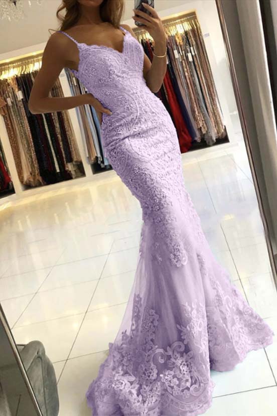 Newinlook Spaghetti-Straps Mermaid Sky Blue Evening Dress