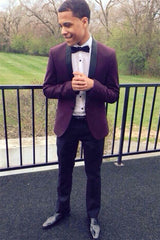 Newinlook Fashionable Black Lapel Purple Designer Wedding Suit for Men