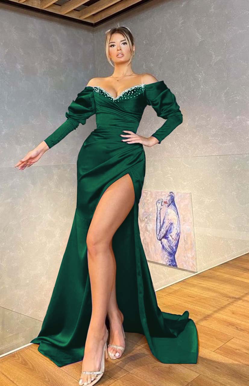 Newinlook Long Sleeves Royal Blue Mermaid Evening Dress