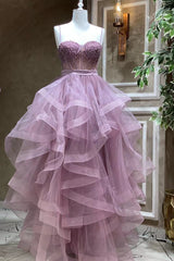 Newinlook Modern Sweetheart Spaghetti-Straps Beadings Evening Dress With Tulle