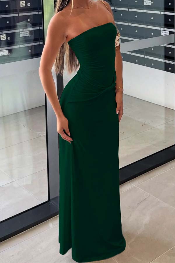 Chic Strapless Sleeveless Long Mermaid Formal Dress With Pleated