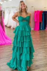 Strapless Sleeveless Long Split Formal Dress With Pleated Ruffles