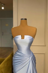 Baby Blue Prom Dress Strapless Mermaid Long
