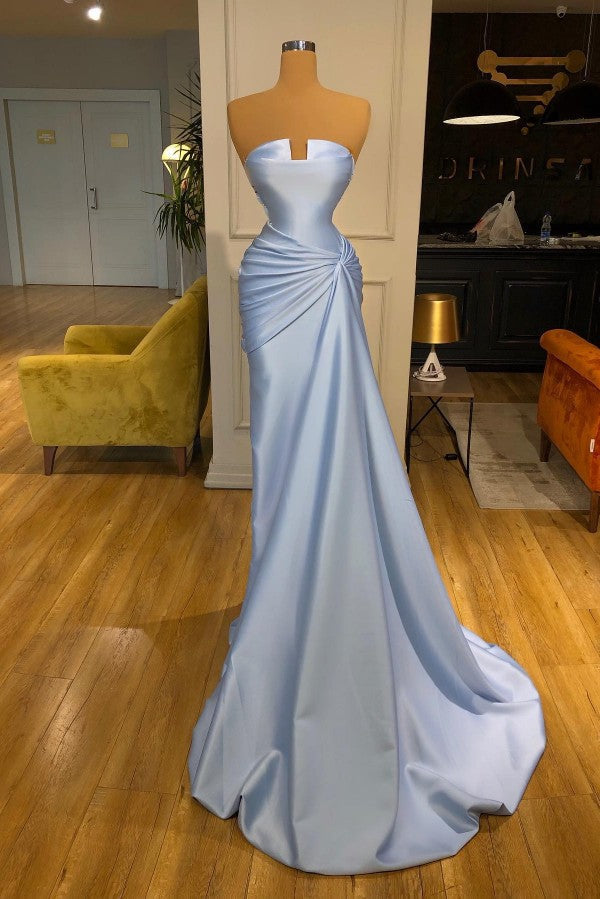 Baby Blue Prom Dress Strapless Mermaid Long – Newinlook
