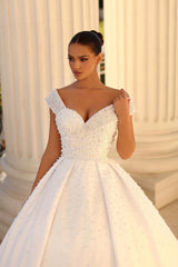 Ball Gown Wedding Dress Satin Off-the-Shoulder