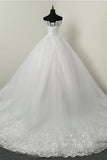 Ball Gown White Tulle Sleeveless Wedding Dresses Off-the-Shoulder Lace Appliques Bridal Gowns