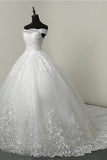 Ball Gown White Tulle Sleeveless Wedding Dresses Off-the-Shoulder Lace Appliques Bridal Gowns