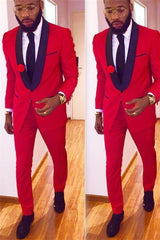 Newinlook Red Shawl Collar Tuxedo Wedding Suit - Newest Design, Two-Piece