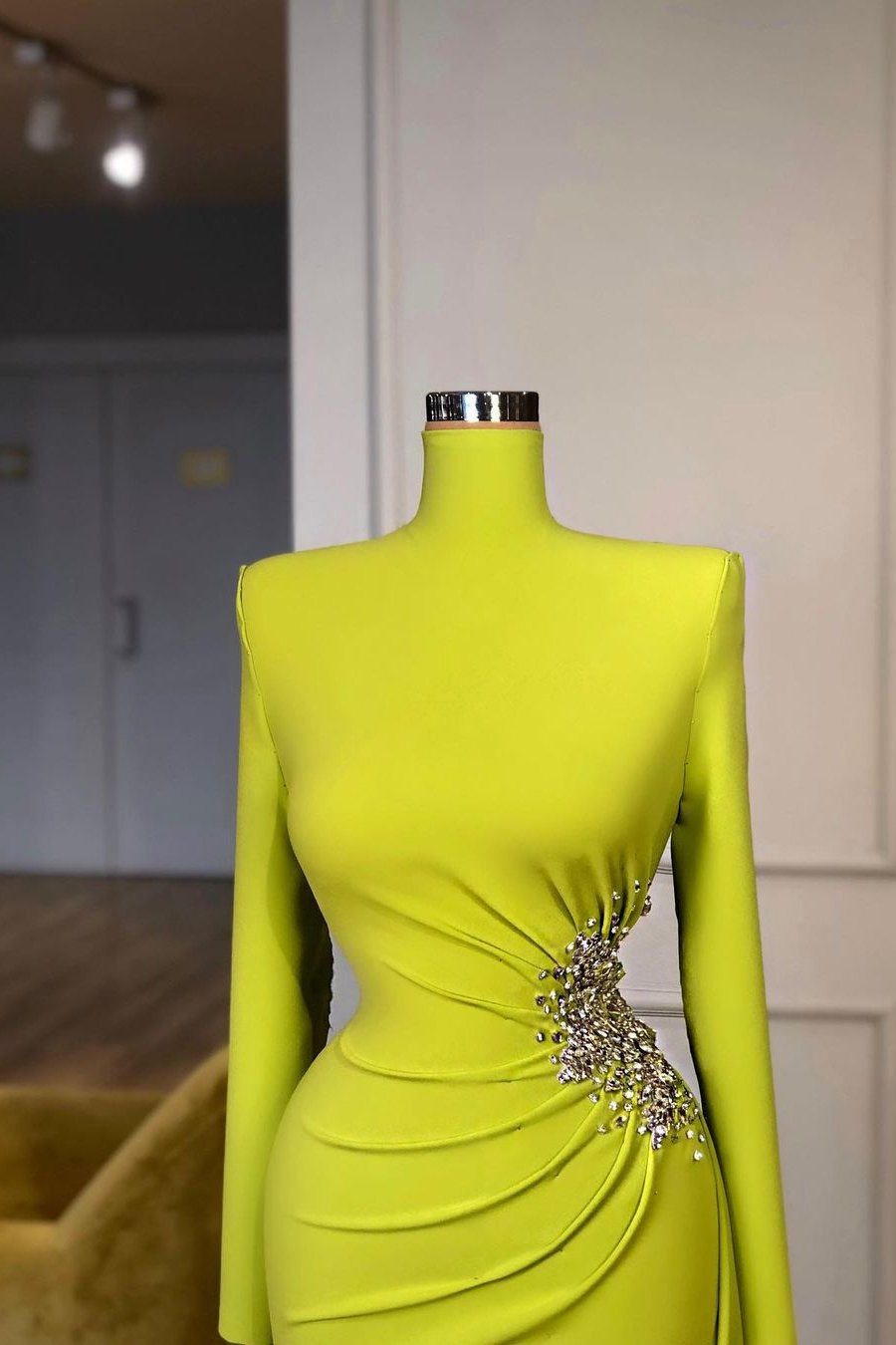 Newinlook Long Sleeves High-Neck Mermaid Evening Dress