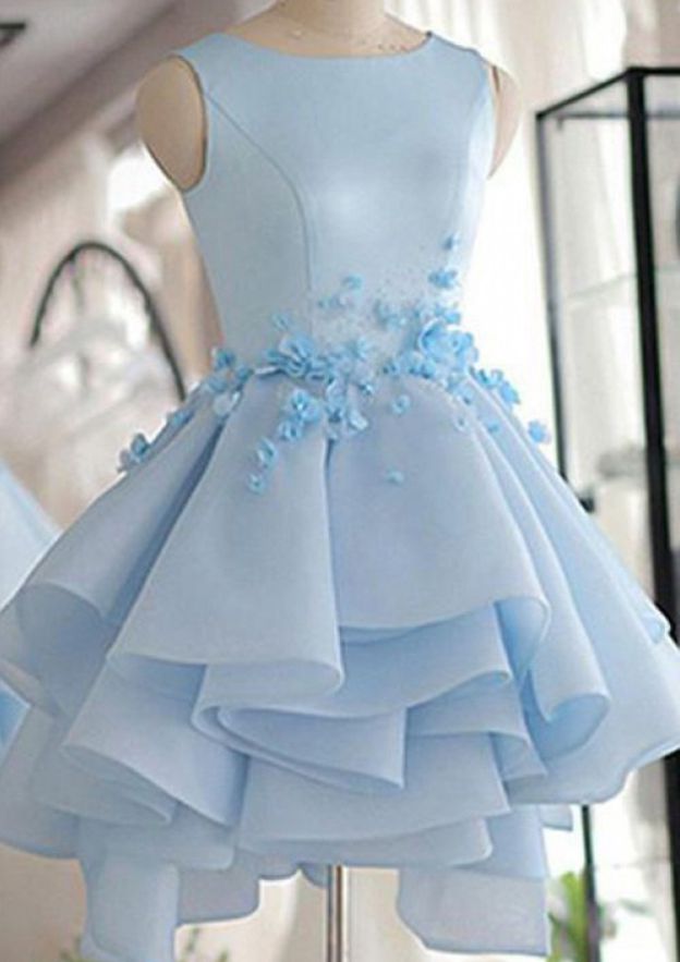 Be Elegant in a Satin Homecoming Dress Ball Gown Bateau Short/Mini With Appliqued