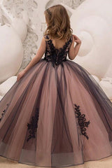 Black Lace Princess Ball Gown Flower Girl Dress