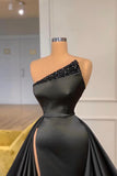 Black Prom Dress Overskirt Long With High Split
