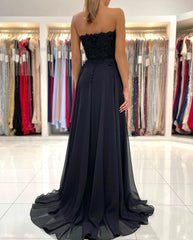 Black Sweetheart Long Prom Dress With Split