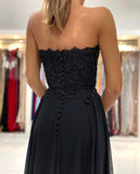 Black Sweetheart Long Prom Dress With Split
