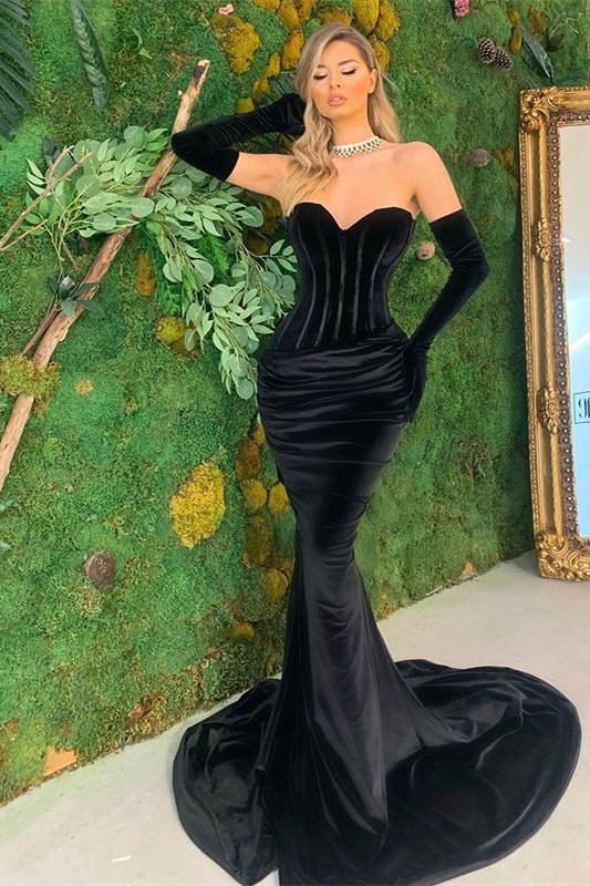 Black Sweetheart Mermaid Prom Dress Velvet Long Evening Gowns Newinlook Black Sweetheart Mermaid Prom Dress Velvet Long Evening Gowns Newinlook