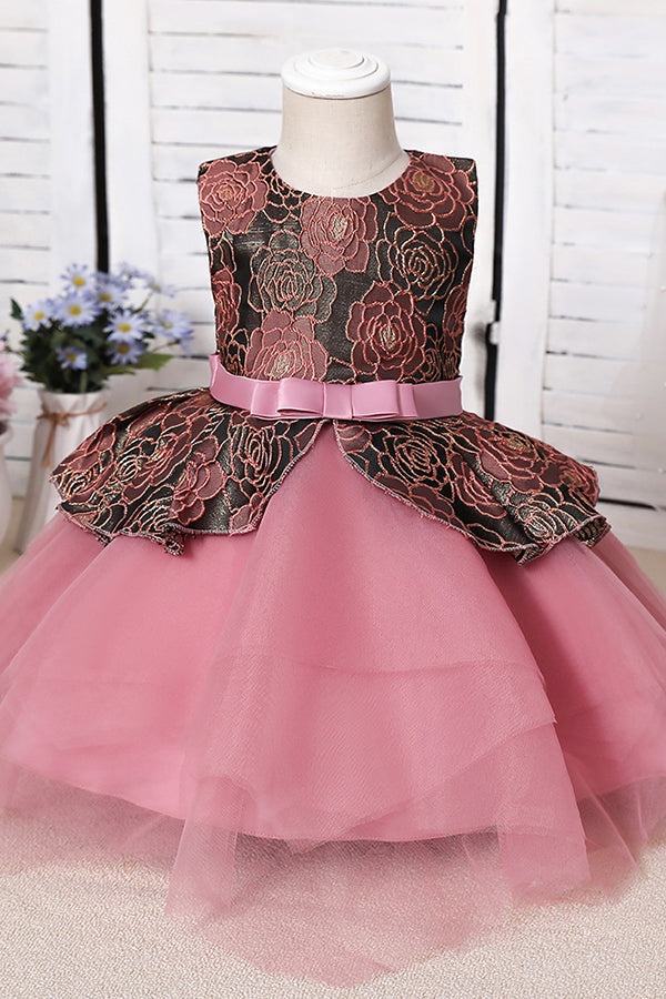 Blue Mix Black Lace Flower Girl Dress