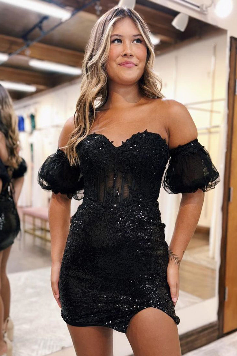 Bodycon Sparkly Sequin Strapless Homecoming Dress with Slit Newinlook Bodycon Sparkly Sequin Strapless Homecoming Dress with Slit Newinlook