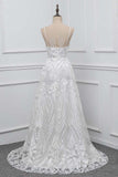Boho Spaghetti Straps V-Neck Appliques Wedding Dresses White Sleeveless Bridal Gowns On Sale