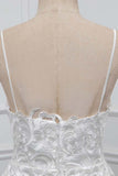 Boho Spaghetti Straps V-Neck Appliques Wedding Dresses White Sleeveless Bridal Gowns On Sale
