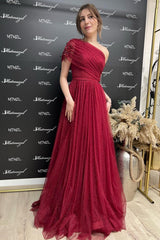 Burgundy Off-the-Shoulder Prom Dress Sequins Long