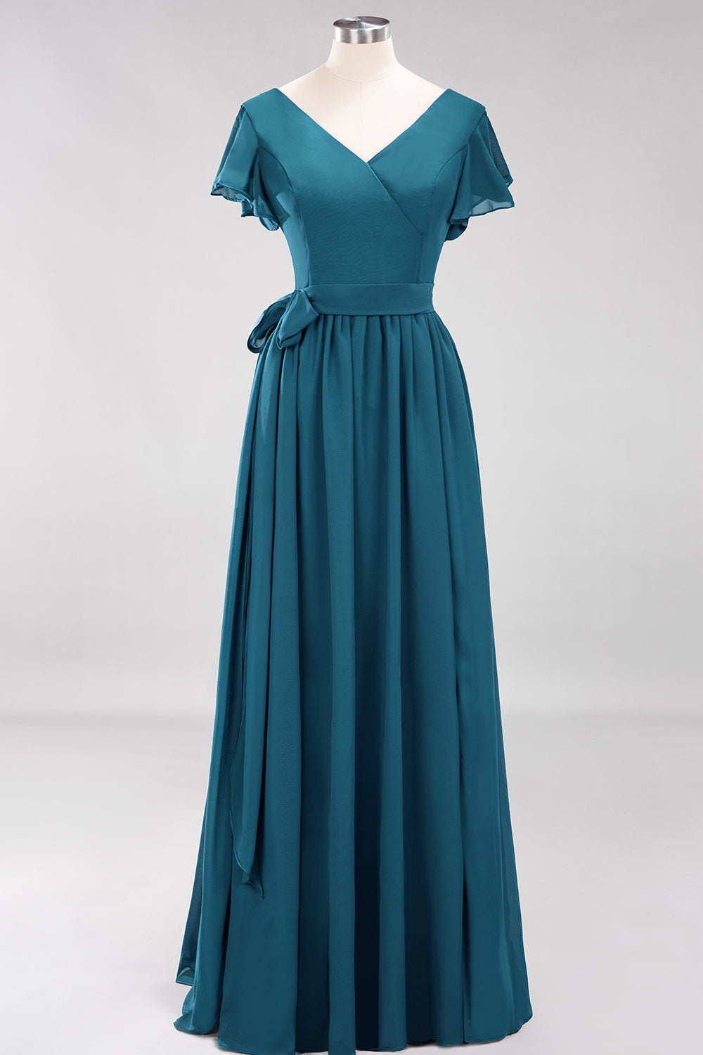 Burgundy V-Neck Long Bridesmaid Dresses With Short-Sleeves Newinlook Burgundy V-Neck Long Bridesmaid Dresses With Short-Sleeves Newinlook