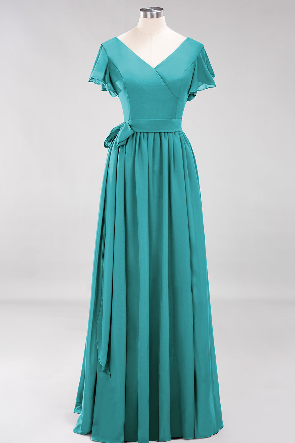 Burgundy V-Neck Long Bridesmaid Dresses With Short-Sleeves Newinlook Burgundy V-Neck Long Bridesmaid Dresses With Short-Sleeves Newinlook