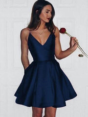 Burgundy V-Neck Short Homecoming Dress Sleeveless