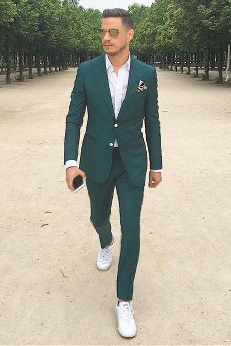 Newinlook Best-Fit Dark Green Ring Bearer Suit with Peaked Lapel