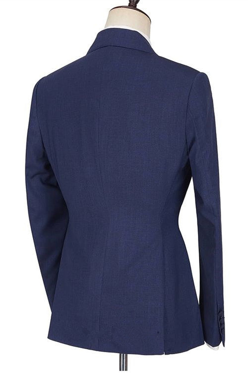 Newinlook Popular Dark Navy Homecoming Evening Suit with Peaked Lapel and Ruffles