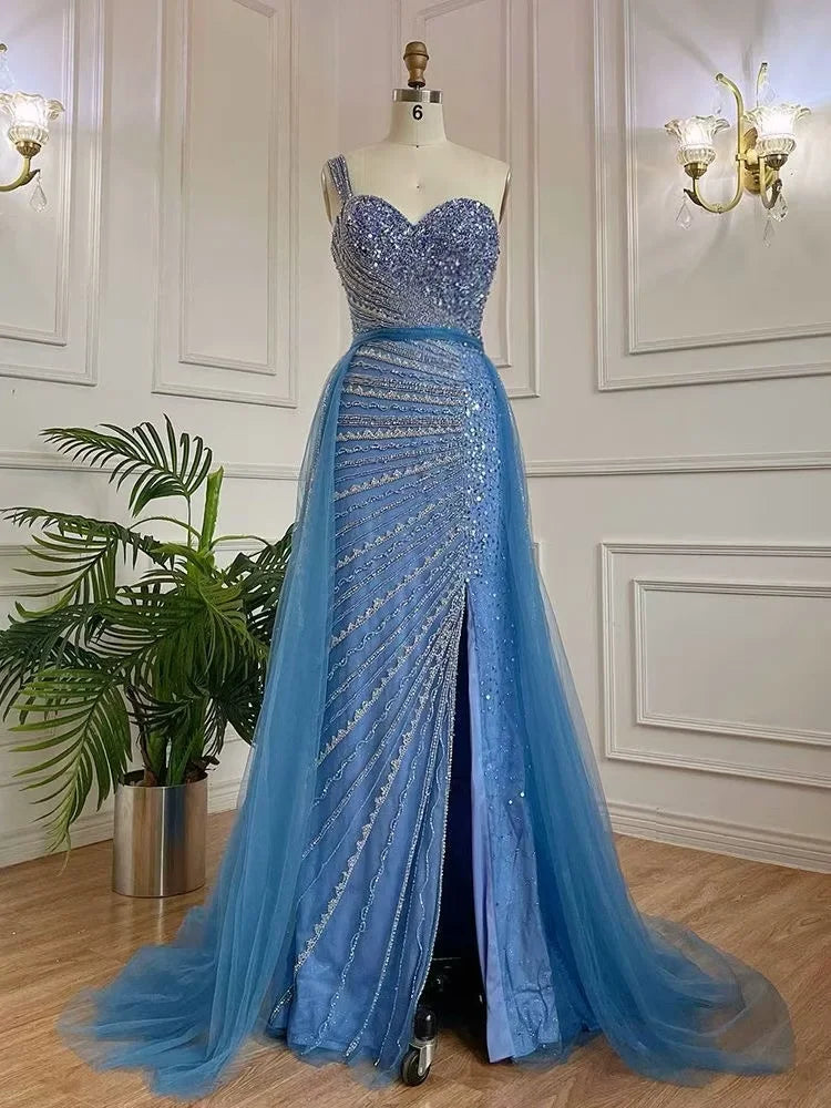 Gorgeous Lavender One shoulder Bead Embroidery Customizable Floor Length Formal Dress
