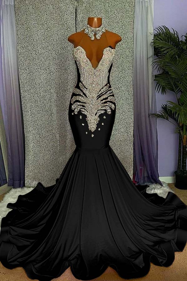 Newinlook Pink Sleeveless Beading Mermaid Evening Dress