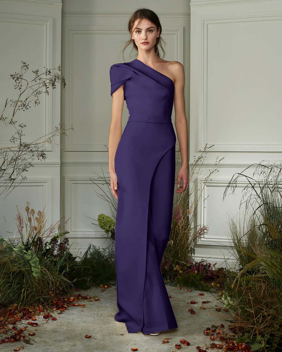 Newinlook Chic White One-Shoulder Irregular Long Party Jump Suit