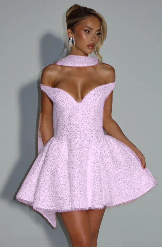 Off the Shoulder Sleeveless Short A Line Formal Dress With Sequin