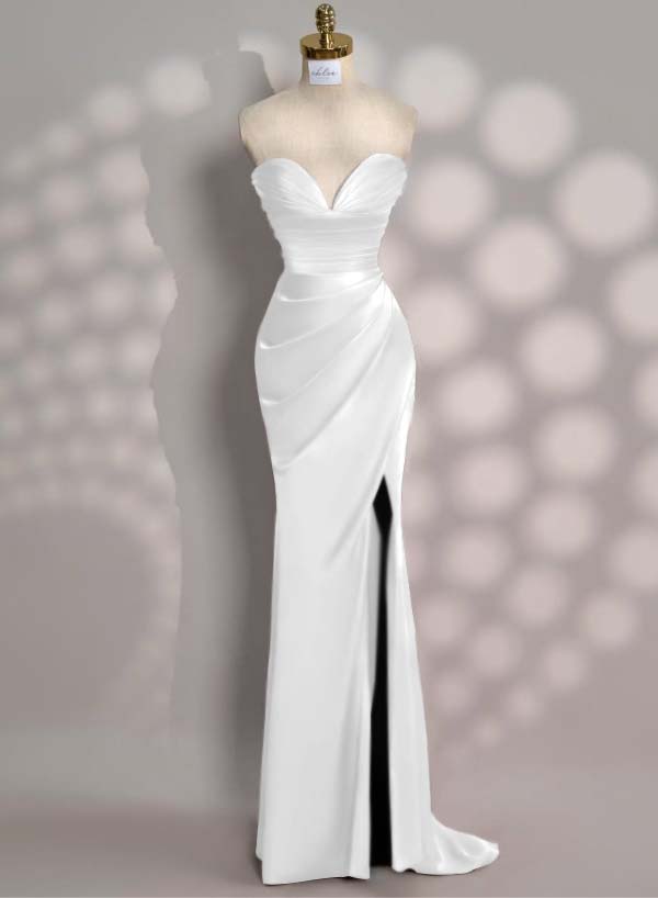 Newinlook Charming Red Split Pleated Evening Dress
